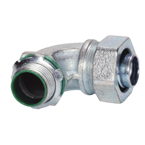 SEPCO SLT14 90-Degree Liquidtight Connector, Zinc-Plated Malleable Iron, Insulated Throat