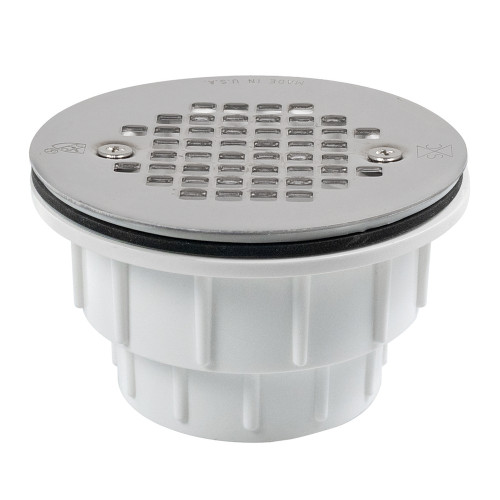 Sioux Chief 825-2P Modular PVC Shower Drain with Stainless Steel Strainer