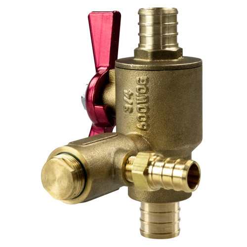 Sioux Chief 648XG3XRV 3/4" PEX x 3/4" PEX No-Lead Brass Ball Valve with Expansion Relief
