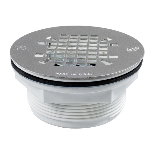 Sioux Chief 828-2 White No-Caulk Shower Drain with Stainless Steel Strainer
