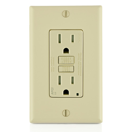 Leviton AFTR1 Tamper-Resistant AFCI Receptacle, 15-Amp 125-Volt NEMA 5-15R Decora SmartlockPro