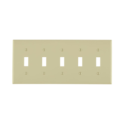 Leviton 80723 Series Thermoplastic Nylon 5-Gang Toggle Switch Wallplate