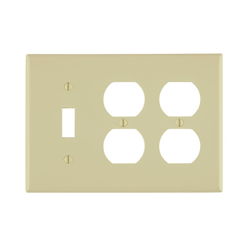 Leviton 80747 Thermoplastic Nylon 3-Gang Combination Wallplate, Toggle Switch + Duplex Receptacle
