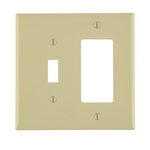 Leviton PJ126-T Thermoplastic Nylon Midway 2-Gang Combination Wallplate, GFCI + Toggle