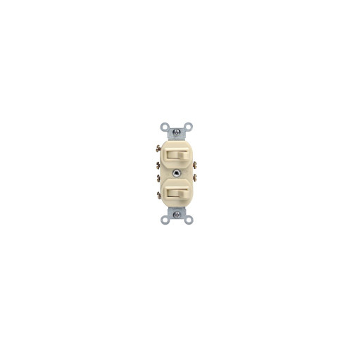 Leviton 5243-I Duplex 3-Way Combination Switch, 15A, 120/277V, Ivory