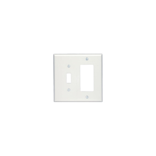 Leviton 80605-W 2-Gang Midway Blank Wallplate, White Plastic