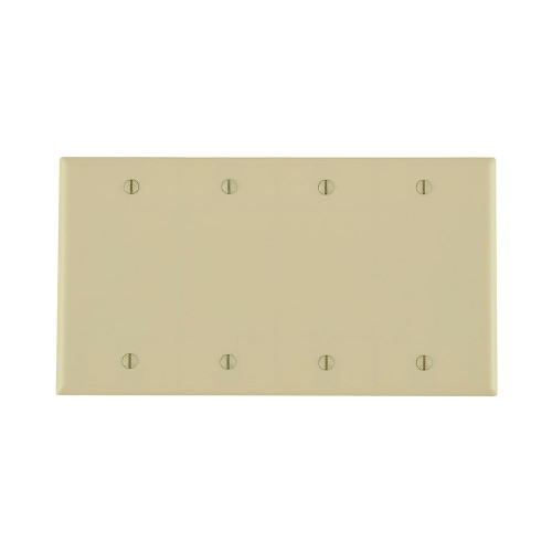 Leviton 86064 4-Gang Ivory Blank Wallplate, Pack of 100