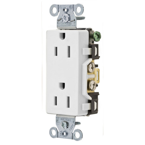 Bryant DRS15WHI Series 15A 125V Straight Blade Receptacle