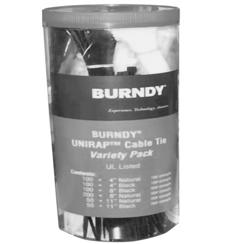 Burndy CTASST Unirap Cable Tie Canister Variety Pack, Natural & Black