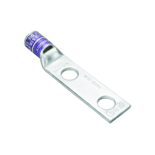 Burndy YA272LN Copper Compression Terminal Lug, 2-Hole, 3/0 AWG
