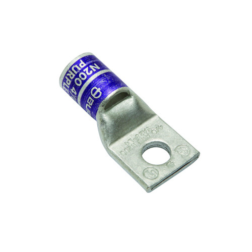 Burndy YA28L2 HYLUG Copper Compression Terminal, 4/0 AWG, 1-Hole, 1/4" Stud