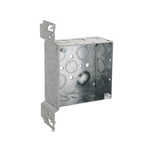 RACO 235 4 in. Welded Square Outlet Box, 2-1/8 in. Deep, TS Bracket