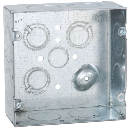 RACO 258 4-11/16 in. Square Steel Box, Welded, 2-1/8 in. Deep, Raised Ground