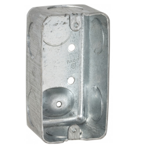 RACO 663 4 in. x 2 in. Drawn Steel Handy Box, Raised Ground