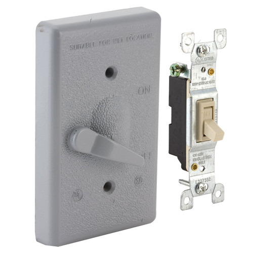 Bell 5121-0 1-Gang Weatherproof Toggle Cover, Vertical, Gray Aluminum