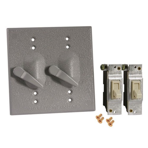 Bell 5124-0 2-Gang Weatherproof Toggle Switch Cover, Aluminum, Gray