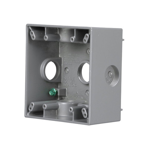 Bell 5346-0 2-Gang Weatherproof Outlet Box, Aluminum, Seven 3/4 in. Threaded Outlets, Gray
