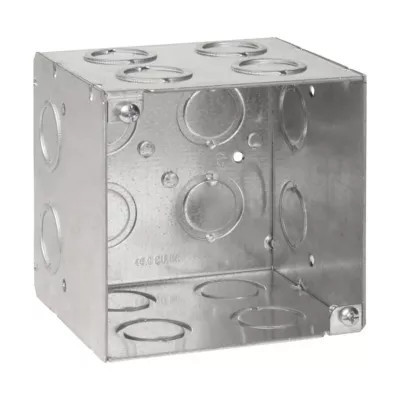Crouse-Hinds TP413 Pre-Galvanized Steel Outlet Box, 4-Inch Square