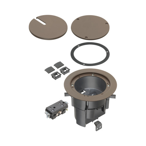 Arlington Industries FLBR5420BR IN BOX® Floor Box Kit, 1-Gang Recessed Wiring Device, 2 LV Ports