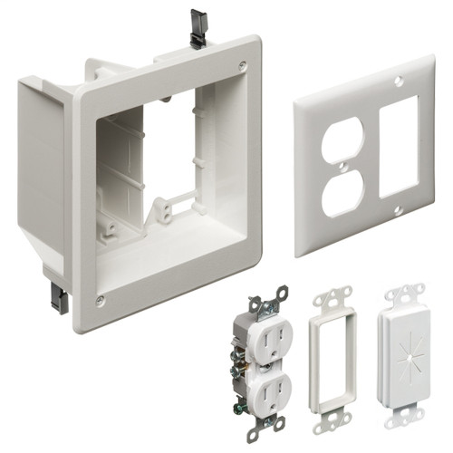 Arlington Industries TVBR505K Recessed TV Box, 2-Gang, Power and Low Voltage, White