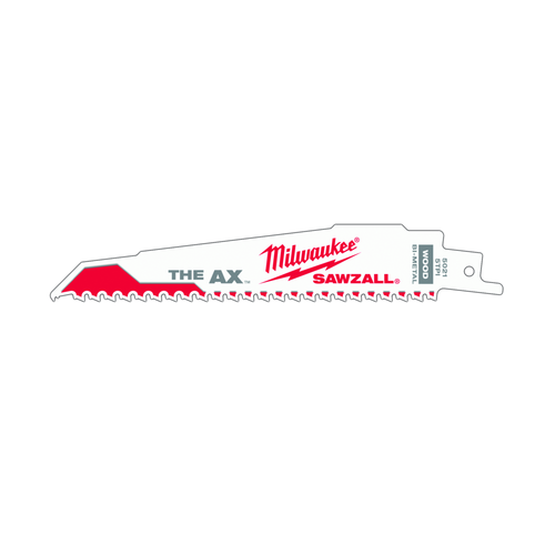 Milwaukee 48-01-7021 AX SAWZALL Reciprocating Saw Blade for Wood with Nails, 6" 5 TPI, Bulk Pack of 100