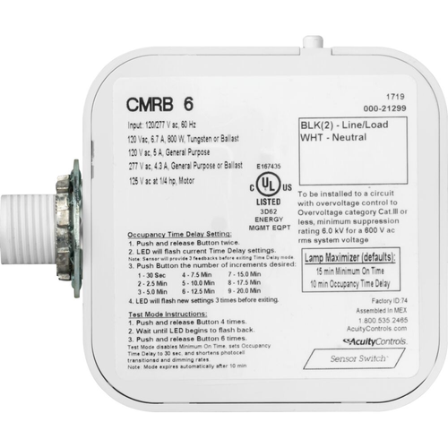 Lithonia Lighting CMRB-6 PIR Occupancy Sensor with 15 - 20-ft Range, White