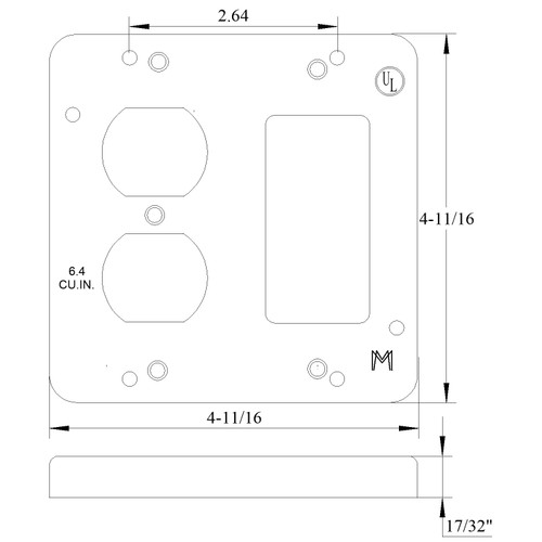 Mulberry 11535 4-11/16" Duplex/GFI Device Cover, Pack of 100