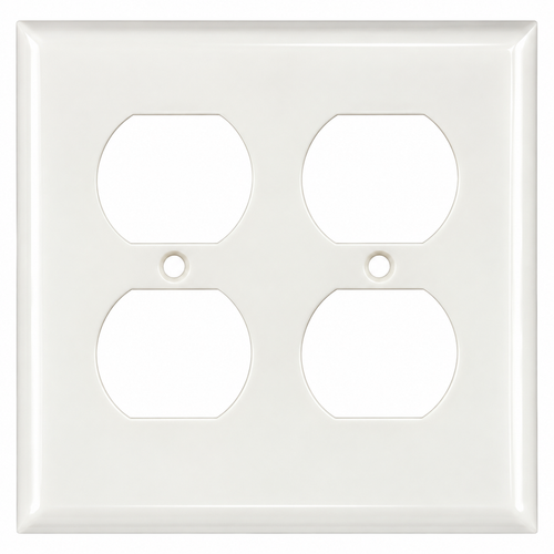 Mulberry 86102 Steel Standard Size 2-Gang Wallplate for 2 Duplex Receptacles, White