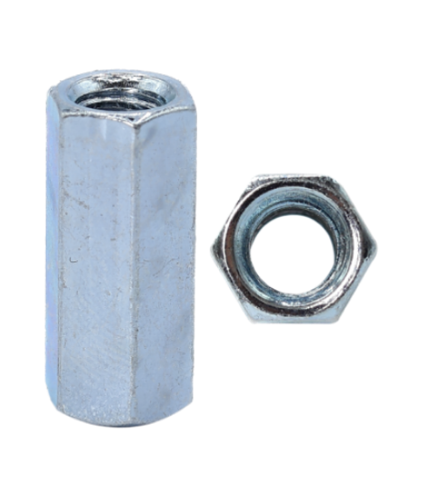 Minerallac Hex Rod Coupling Nut, Zinc Plated Steel