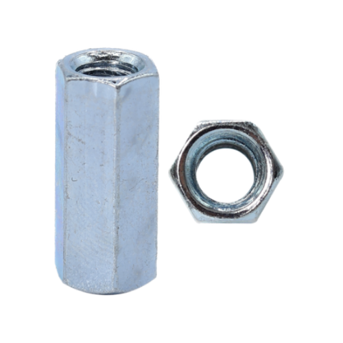 Minerallac Hex Rod Coupling Nut, Zinc Plated Steel