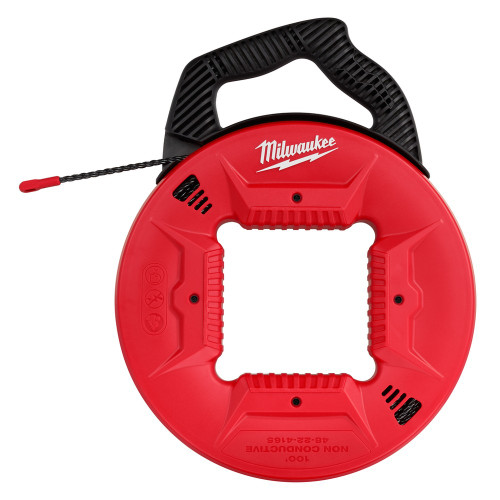 Milwaukee 48-22-4165 100-Ft. Polyester Fish Tape, Non-Conductive Tip, Red/Black