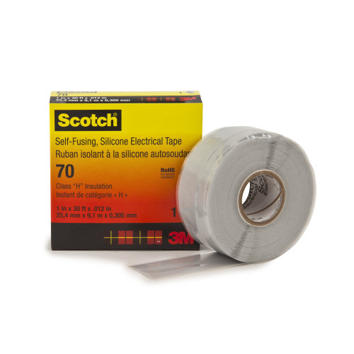 3M Scotch 70-1X30FT Self-Fusing Silicone Rubber Electrical Tape, 1 in x 30 ft, Sky Blue/Gray