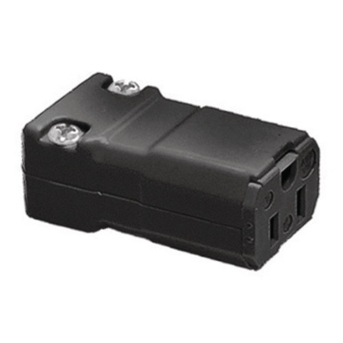 Hubbell Wiring HBL5969VBLK 3-Wire 2-Pole Straight Blade Connector, 125V 15A Black Valise®