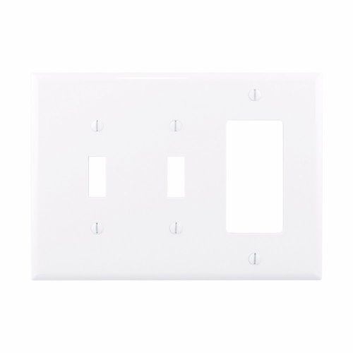 Eaton PJ226W Three-Gang Combination Wallplate, Toggle/Toggle/Decorator, Polycarbonate, White