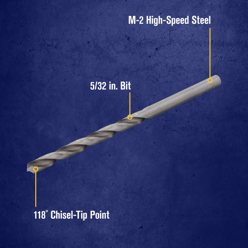 Irwin 60507 M-2 High Speed Steel Jobber-Length Drill Bit, 7/64" 118°, 5-Pack