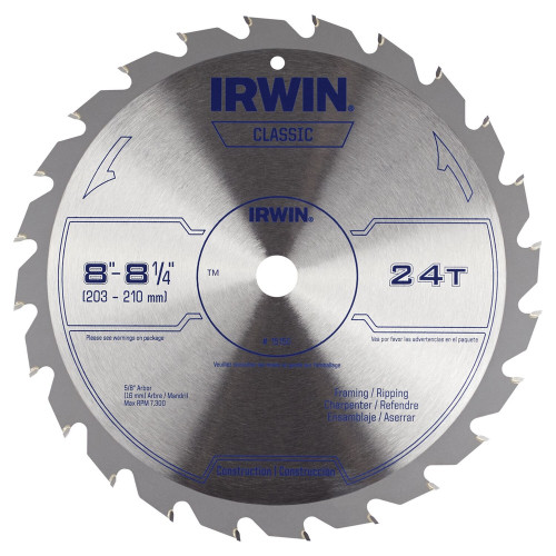 Irwin 15150 Classic Series Carbide Table / Miter Circular Saw Blade, 8 1/4-Inch, 24T