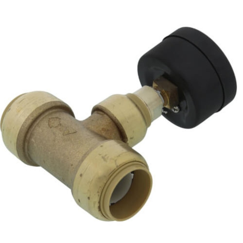 SharkBite 24438 3/4-in Push-to-Connect Pressure-Gauge Tee, Brass