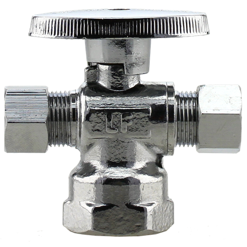 Boshart 08SVD-05F03CPNL Dual Outlet Angle Supply Stop Valve, No-Lead Chrome-Plated