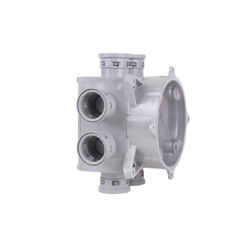 IPEX SMB-H-15 PVC Round Slab Box With Molded Connector, (4) 3/4-Inch Hub, 3-5/8-Inch Kwikon®