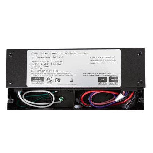 DiodeLED DI-ODX-24V96W-J OMNIDRIVE® X Dimmable LED Driver with Indoor J-Box, 96W, 120-277V AC to 24V DC
