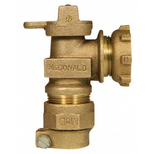 A.Y. McDonald 5133345 Angle Plug Valve, 1" CTS x Yoke, No-Lead