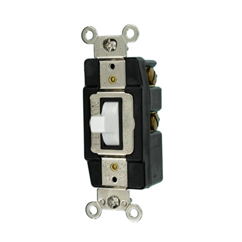 Leviton 1257 20A SPDT Momentary Contact Toggle Switch, Back & Side Wired