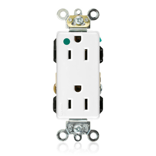 Leviton 16262-HGW Hospital Grade Duplex Receptacle, White, Pack of 100