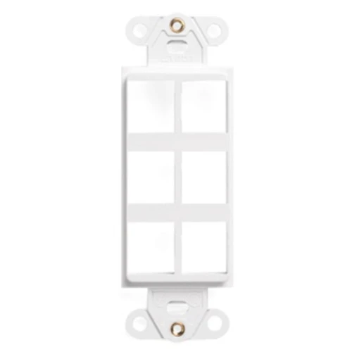 Leviton 41646-W Plastic 1-Gang 6-Port Multimedia Insert, White QuickPort Decora