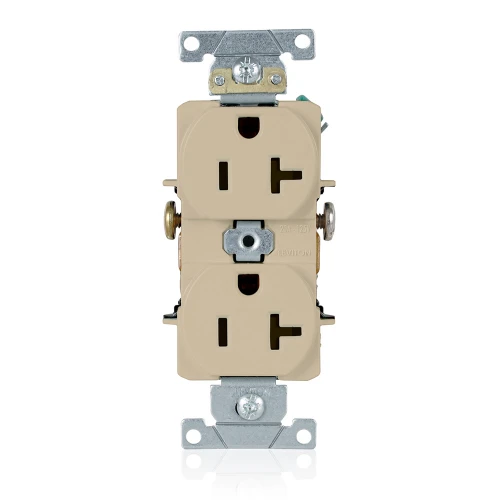 Leviton 5342-I Ivory Straight Blade Duplex Receptacle, Pack of 100