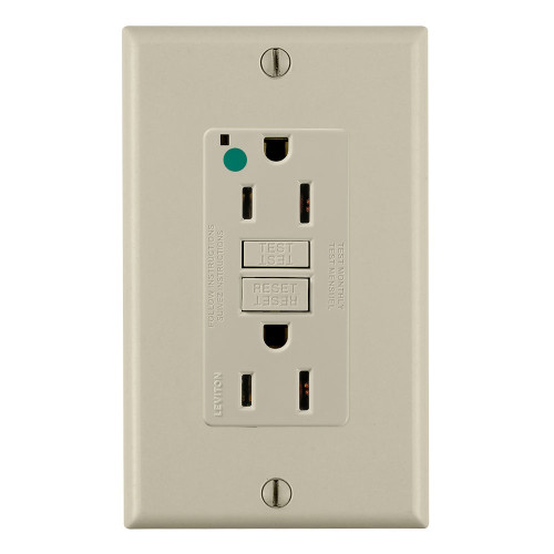 Leviton GFNT1-HGI Hospital Grade GFCI Receptacle, Ivory