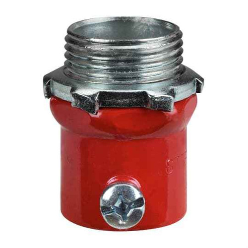 Steel City EMT Connector, Set Screw, Insulated Throat, Red Steel (FA Series)