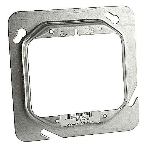 Steel City 72C18 4-11/16" Square 2-Gang Steel Outlet Box Cover, Raised