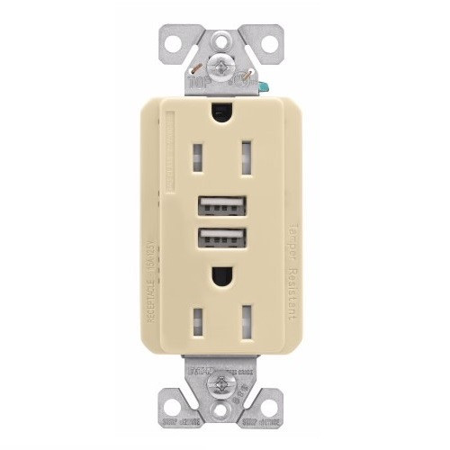 Eaton TRUSB5A15-K-L USB-A Charger and 15A Decorator Receptacle Combo