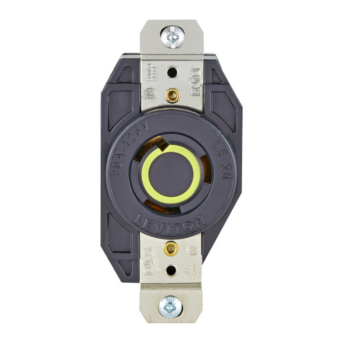 Leviton Industrial Grade Flush Mount Single Locking Receptacle, Black